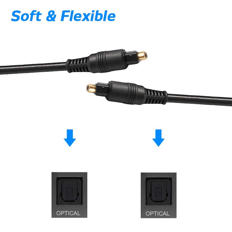 DaKuan 2 Pack Digital Optical Audio Cable - 6 Feet, Home Theater Fiber Optic Toslink Male to Male Gold Plated Optical Cables (1.8 Meters) for Home Theater, Sound Bar, TV, PS4, Xbox - Image 3